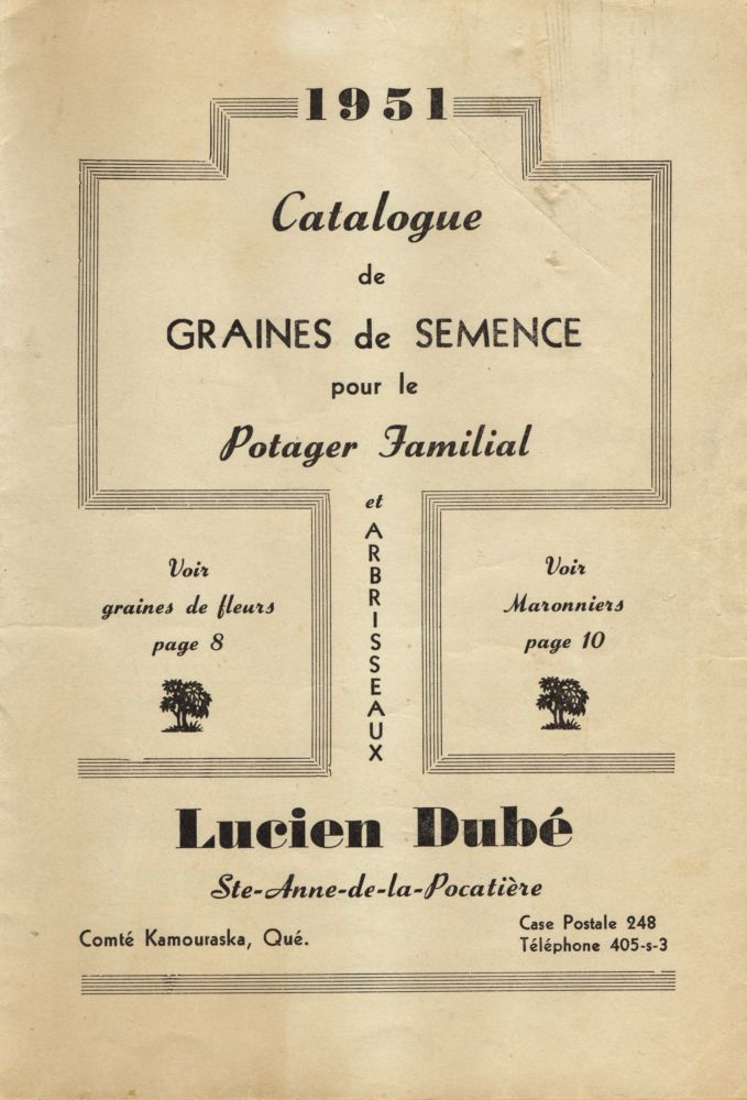 Seed catalogue cover 1951. Centred uppercase title: